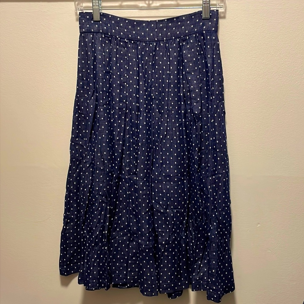 Navy Polka dot knee length skirt